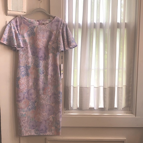 Calvin Klein Pastel Floral Flutter-Sleeve Dress - Picture 8 of 15